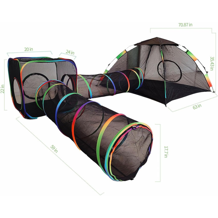 Клітка для котів Homegroove 4-в-1, набір для котів на вулицю з наметом та тунелем, для дрібних тварин