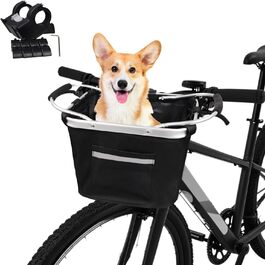 Складаний водонепроникний велосипедний кошик Lemondo – алюмінієвий кошик на кермо з подвійними ручками, 35,5 x 24,5 x 25 см, для покупок, пікніків, транспортування домашніх тварин, аксесуари для велосипеда