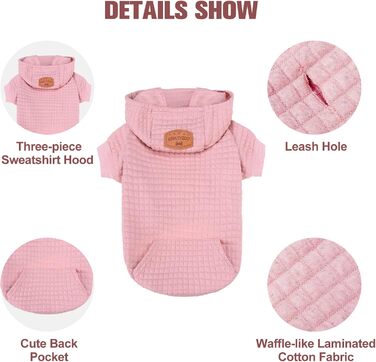 Світшот для великих собак BEAUTYZOO з кишенями, одяг для собак, для хлопчиків та дівчаток, вафельна тканина, бавовна з ламінуванням, теплий одяг для тварин з отвором для шапки, розмір 2XL (довжина спини 68.6 см, обхват грудей 90.2 см, обхват шиї 63.5 см),