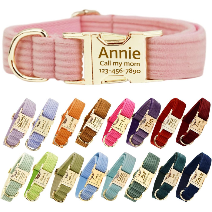 Персоналізоване собаче нашийник з металевою застібкою, нашийник з іменем та номером телефону, регульовані розміри для великих та середніх собак