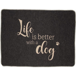 Підстилка для тварин David Fussenegger Life is Better Dog, маленька, антрацитова, 90x70 см, 7319/98