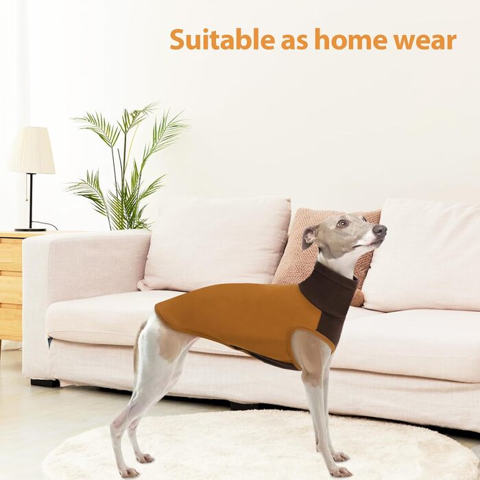 Пуловер для великих собак з флісу, ультра м'який, без рукавів, колір коричневий, обхват грудей 48 см