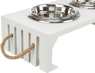 Набір мисок для собак TRIXIE Nordic 900 мл (білий) - миска для великих собак, 17 см, нержавіюча сталь, MDF, міцна, для миття в посудомийній машині