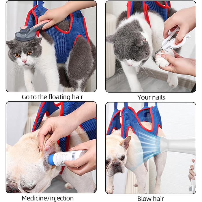 Набір для догляду за собаками та котами WEEVDRIE: шлейка-матрац, шлейка для грумінгу, петля для стрижки нігтів