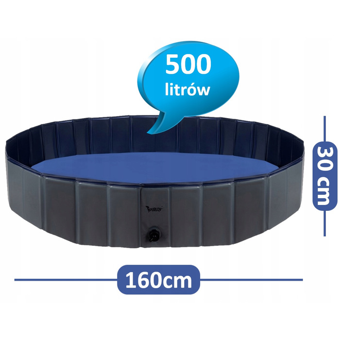 Складаний басейн для собак Stator, сірий, 160х30 см, 500 л