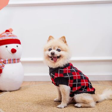 Теплий зимовий пуловер з діамантовим візерунком Kooltail для собак середніх та великих порід, червоний та зелений (M)