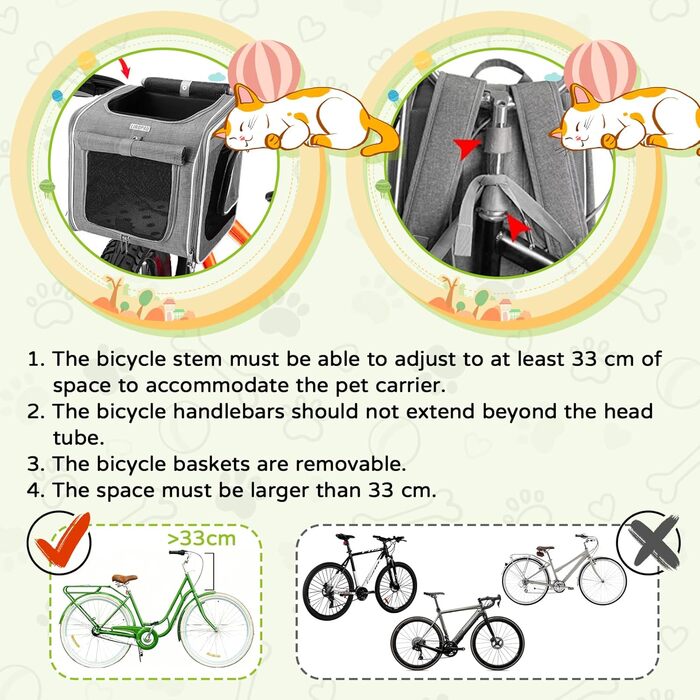 Фаркоп для велосипеда з переноскою для собак, передній велосипедний кошик з 4 дверцятами, сітчастими вікнами, розширюваний, складаний, для котів та собак середніх та малих порід