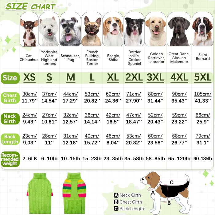 Зелений теплий светр для собак, тепла жилетка для дівчаток та хлопчиків, теплий вовняний светр для французького бульдога, бігля, теплий зимовий одяг для собак, святковий костюм на Новий Рік