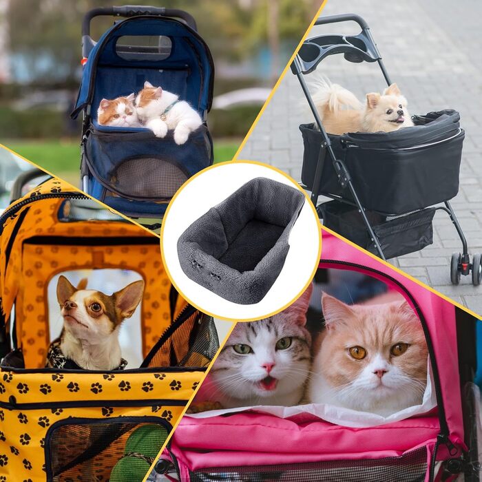 Матрац для тварин у візочок – зимова подушка для собак та котів, магнітна, для цуценят, кошенят, у подорожах, на прогулянках, в авто, до ветеринара, сірий