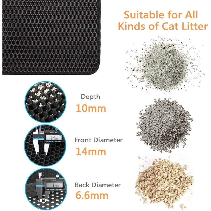 Килимок для котячого туалету Ycozy Katzenklo Matte 76x61 см, Oxford-тканина, водовідштовхувальний, контролює розсипання наповнювача