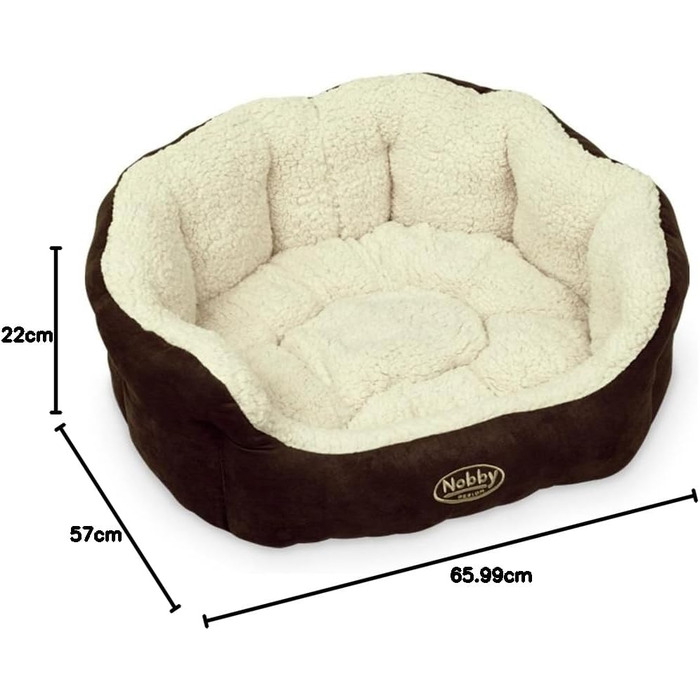 Ліжко для собак Nobby Taika, 66 x 57 x 22 см, коричневе/вовняно-біле, комфортне