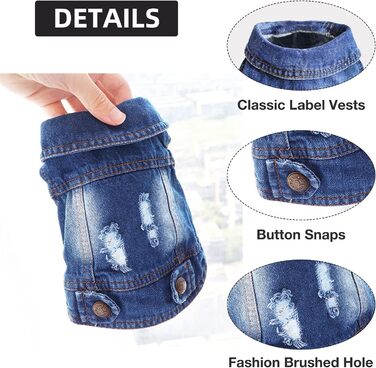 Комбінезон для собак та котів SILD Cool Vintag Washd Dnim Jack Jumpsuit, блакитний, 6 стилів, XS-XXL
