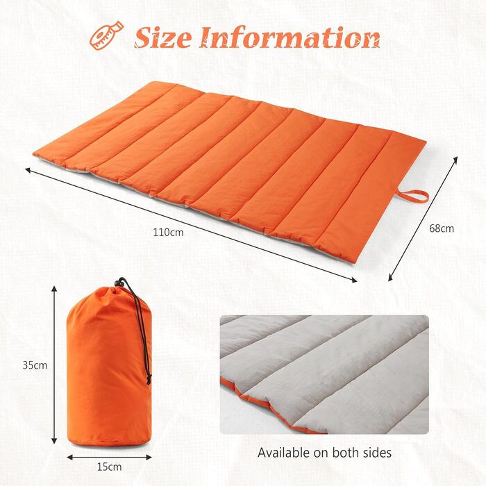 UNIKOME Лежанка для собак: килимок для подорожей, неслизький, антистатичний, миючий, 110x68 см (Помаранчевий+сірий)
