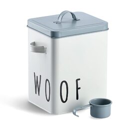 Металевий контейнер для корму для собак Zeller 'Woof', біло-блакитний, 23.4 x 16.2 x 23.2 см