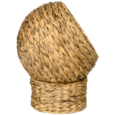 PawHut Rattan Cat Basket Ліжко для кішок з подушкою 42x33x52см з водного гіацинта, зручне & світло-коричневе для кішок