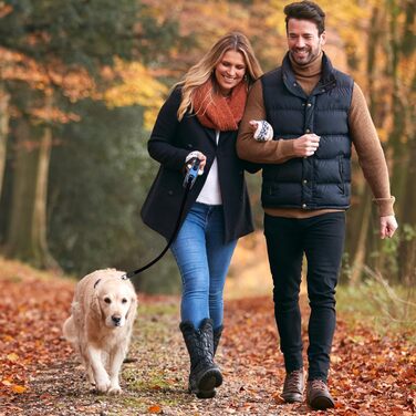 Леєнка для собак MoYouno 8 м з відтягувачем та тримачем для пакетів, синього кольору