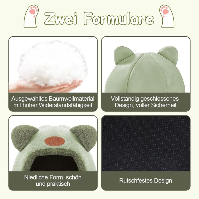 Кіт Будинок ТоКінЦен, Миючий, для Кішок, Кроликів, Собак, з Антиковзким Дном та Знімним Матом, Зелений