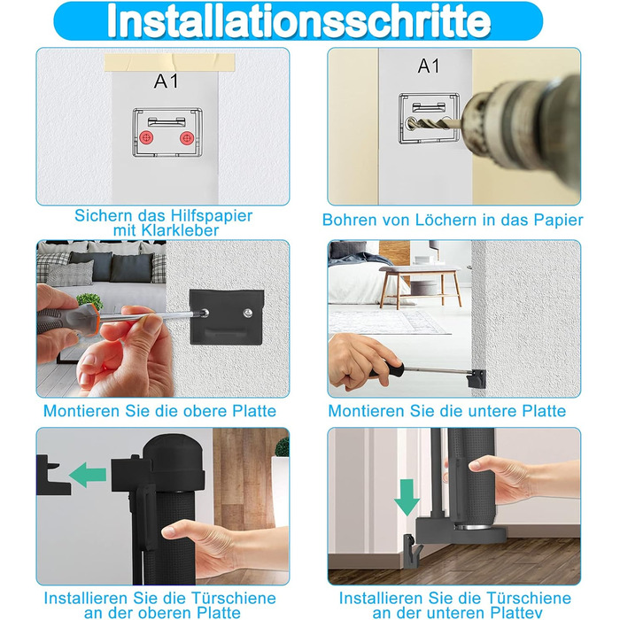 Захист для воріт Naizy Rollo 0-150см: сітка для собак, захист від дітей, ролетний тип, чорний 150см