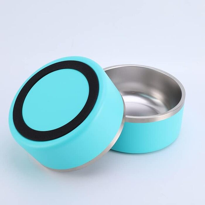 Миска для собак Glow Pups, нержавіюча сталь, вакуумна, 1,8 л, рожева, для середніх і великих порід, подвійні стінки, не ковзає, зберігає воду холодною