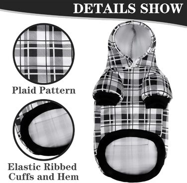 Світшот для собак ExPawlorer з візерунком у клітинку, британський стиль, теплий одяг для собак з отвором для повідка, підходить для Pitbull, зимовий одяг для всіх порід, цуценят, дівчаток та хлопчиків, котів, рожевий (XX-Large, чорний та білий)