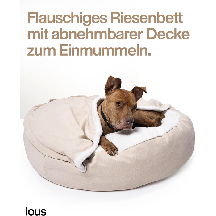 М'яке ліжко для собак Lous®, печеринка для собак, прання, великі та малі собаки та коти, ліжко для котів, знімний ковдру (Бежевий, L B-варіант (приблизно 72 см))