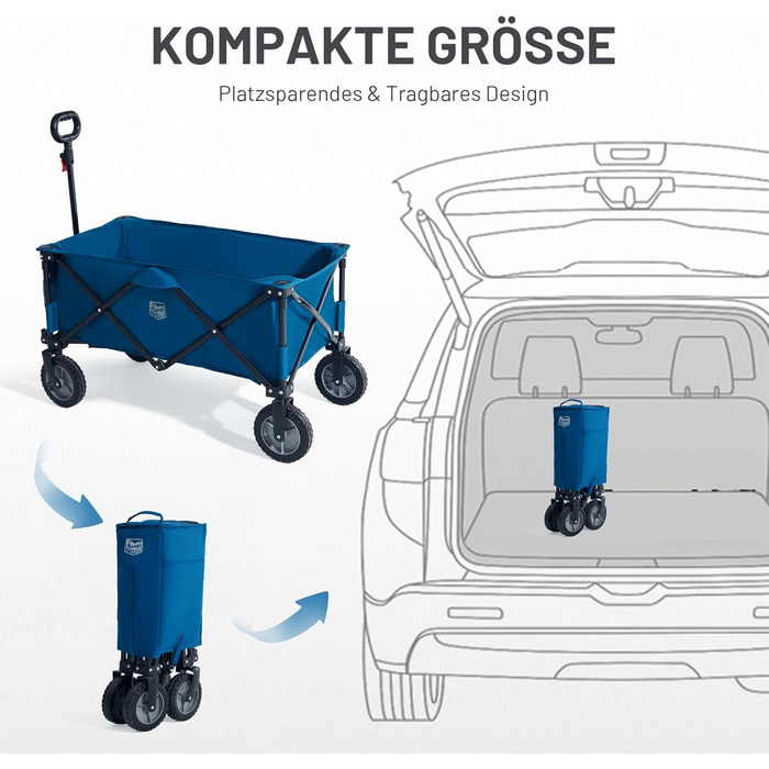 Возик вантажний Timber Ridge XXL, складаний, з кишенею та тримачем для напоїв, для саду, кемпінгу, покупок (Блакитний)