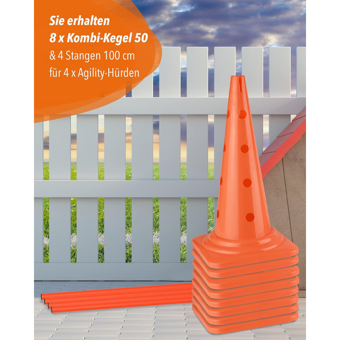 Набір перешкод для аджиліті SPORTIKEL24 – 4 шт. (100 см) – для собак, коней, дітей – оранжевий