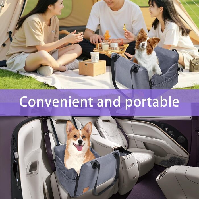 Автокрісло для собак - переноска для маленьких собак, з кишенями, поводок, знімне автоліжко для заднього та переднього сидіння