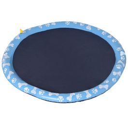 PawHut Splash Sprinkler Pad 170 см Водний килимок для собак, протиковзкий відкритий ПВХ синього кольору, чудово підходить для літніх розваг у саду