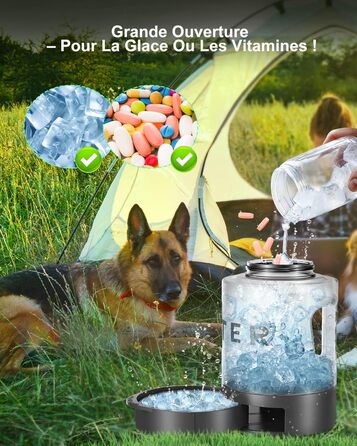 Водяна пляшка для собак Lesotc 2200 мл, велика, чорна – для подорожей та кемпінгу