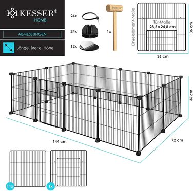 KESSER Вольєр для кроликів і гризунів XXL з металу з дверима, вигульний манеж для морських свинок, клітка для дрібних тварин для дому та вулиці