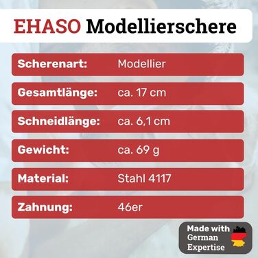 Ножиці моделювальні EHASO, 17 см, нержавіюча сталь, зубчасті (46 зубців)