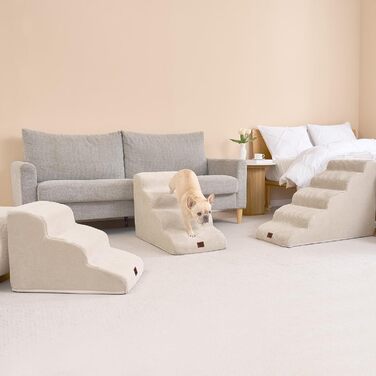 Сходинки для собак EHEYCIGA: компактні та зручні для маленьких собак, 40 см заввишки, 3 сходинки, з миючим покриттям та антиковзким покриттям, бежевий колір (40 x 57 x 40 см)