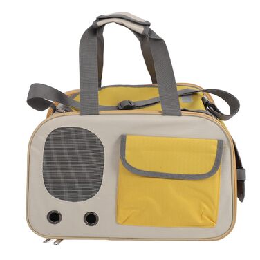 Транспортна переноска для котів та собак LUCKDANO, складана, з регульованим ременем, міцна, стильна (жовта)