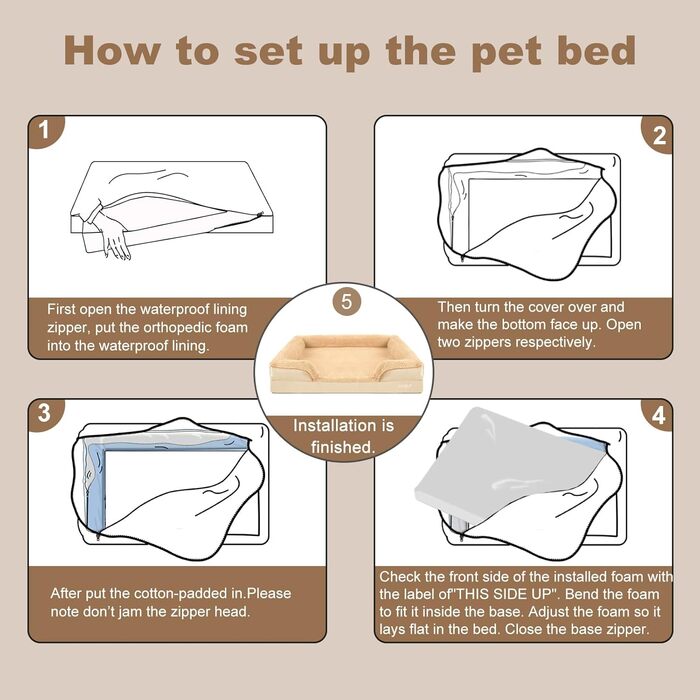 Ортопедичне ліжко для собак Joyelf, велике, вологостійке, знімний чохол, неслизьке дно, 90x66x18 см, хакі