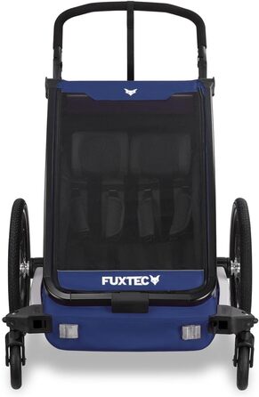 Причіп для велосипеда Fuxtec Sportfux на 2 місця, з сумкою на заднє кріплення, світловідбивачами, ручкою-штовхачем, захистом від дощу та сонця, складаний, фіолетовий FX-FA1 (блакитний)