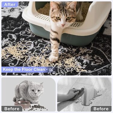 Килимок для котячого туалету Bienbee Katzentoilettenmatte, XL, 101,6 x 76,2 см, з антиковзним шаром, легко миється, чорний