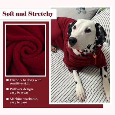 Теплий флісовий худі Nanaki для великих собак з отвором для повідка та капюшоном. Червоний, для хлопчиків та дівчаток, підходить для Біглів (XL, 68 см)