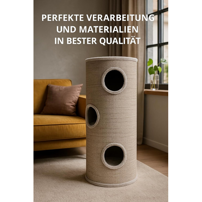 Кігтеточка для котів Flamingo Greta L, 100 см, діаметр 38 см, сизаль та плюш, велика