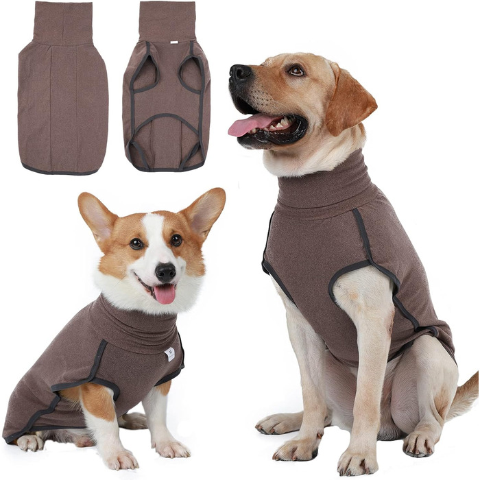 Теплий флісовий пуловер для собак Hjyokuso, піжама, одяг для холодної погоди, розмір L, колір коричневий