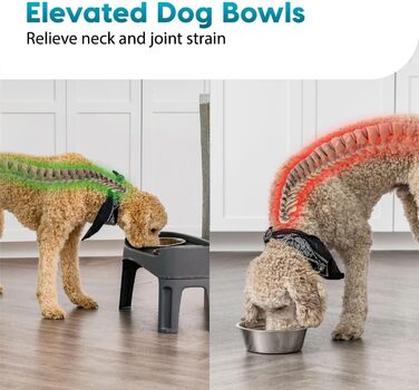 Набір з 2 підіймальних мисок для собак Iris Ohyama PEF-L, сірий, L29 x B57 x H31 см