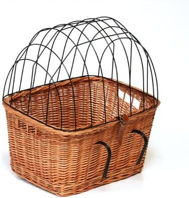Ретро кошик для велосипеда з кришкою, плетіння з лози, для перевезення тварин (без тканинної обробки)
