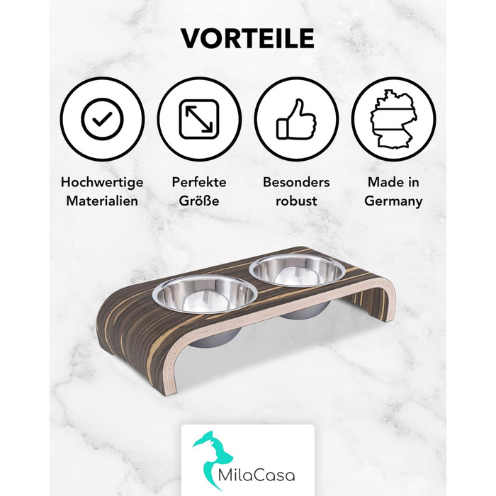 Набір мисок для собак ilaCasa Hundenapf - 2 шт., підняті, для корму та води, Makassar