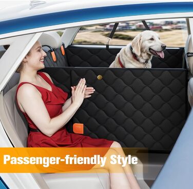 PETICON Розширювана підстилка на заднє сидіння для собак, чохол на автосидіння, жорстка основа, витримує 180 кг, водонепроникна підстилка для собак, захист заднього сидіння з сіткою для автомобілів, вантажівок та позашляховиків