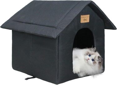 Vinnypet Будиночок для котів і собак вуличний, утеплений, водонепроникний, зимовий, з матрацом, миючийся, для безпритульних тварин, 40x35x40 см, чорний