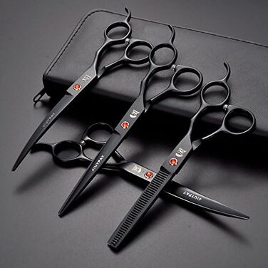 Набір професійних ножиць для грумінгу собак та котів: 4 шт. з нержавіючої сталі (триммер, витончувальна, вигнута, гребінець)