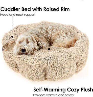 Преміум лежанка для собак, кошик для собак, ортопедична лежанка-гніздо Donut, 50 см. Підходить для собак та котів маленьких, середніх, великих та гігантських порід.