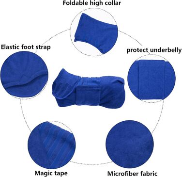 Рушник для собак Geyecete з мікрофібри, швидковисихаючий, синього кольору (M)