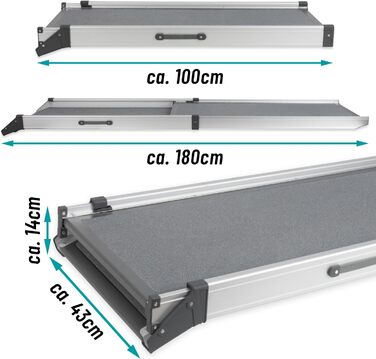 Рампа для собак VOSS.PET, висувна, алюмінієва, 100-180 см, до 120 кг