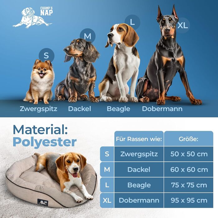 Ортопедичне ліжко для собак - диван для малих, середніх та великих собак | миється, не слизьке, ергономічне | кошик для собак, спальні місця для домашніх тварин та меблі, лежанка для собак | Champ’s Nap (S)